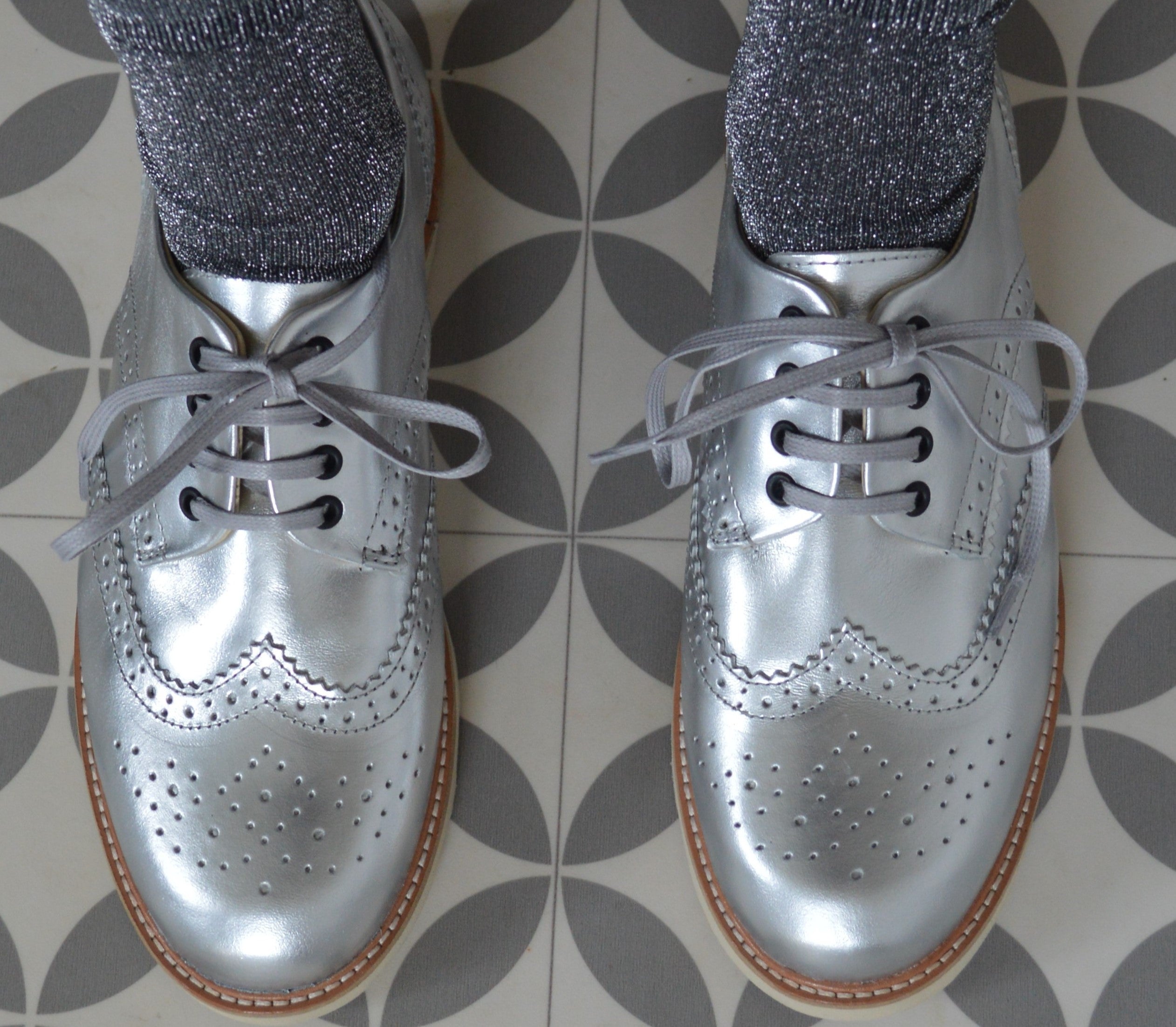 Silver sales brogues womens