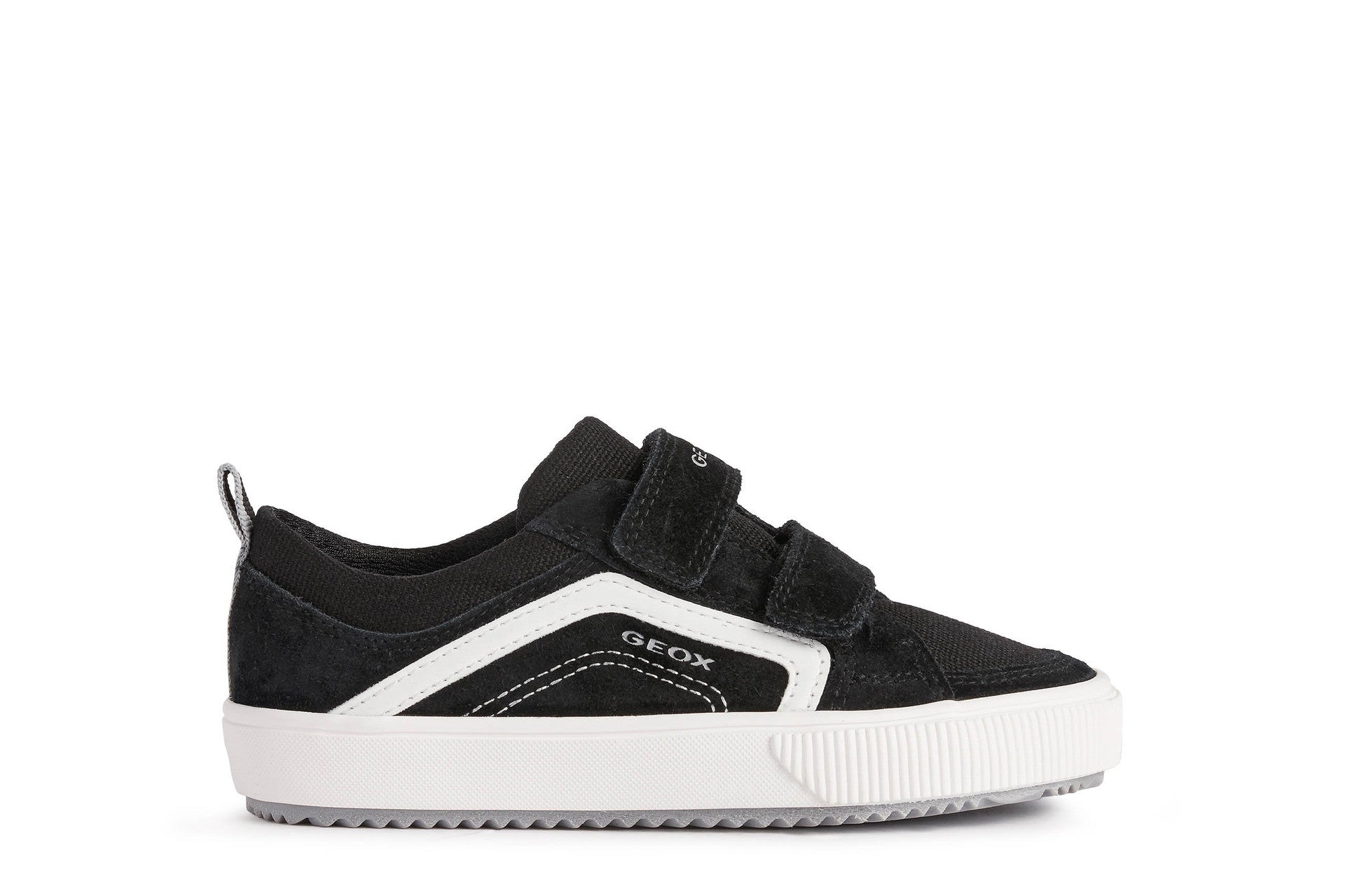 Geox Alonisso Canvas Suede Velcro Trainer Black White