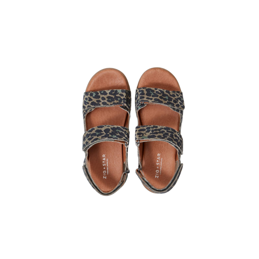 Zig and Star Junior Sandals | Solar | Khaki Camo Animal