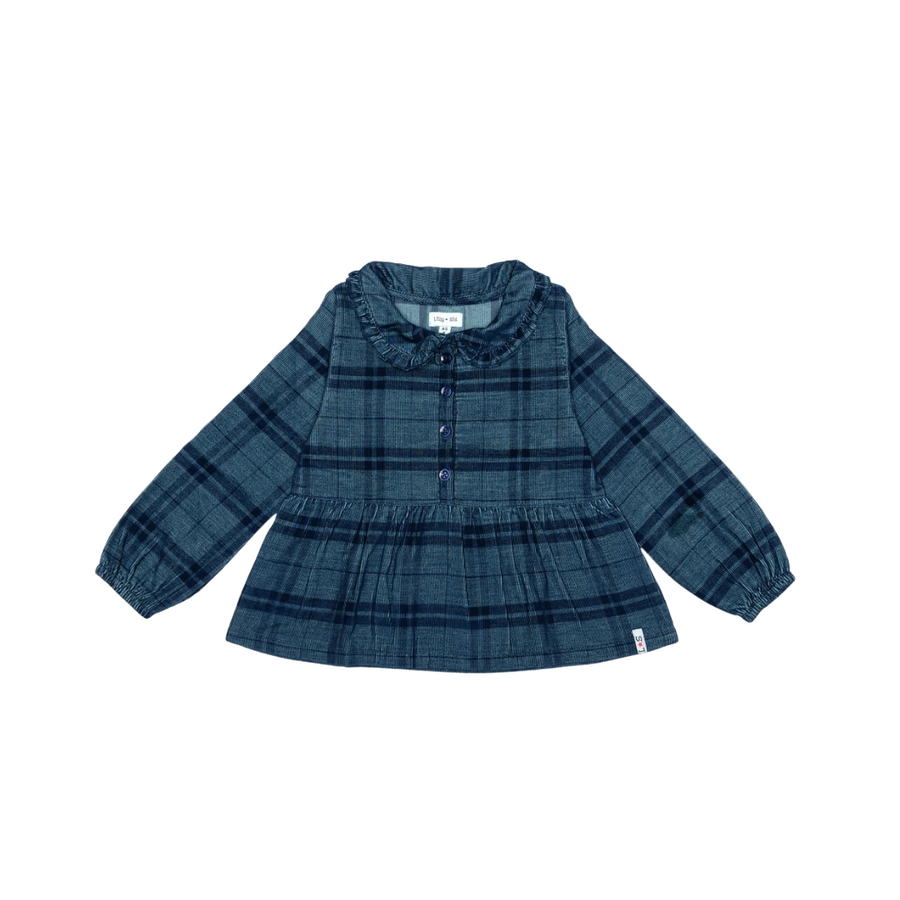 Lilly and Sid Collar Blouse | Check Navy