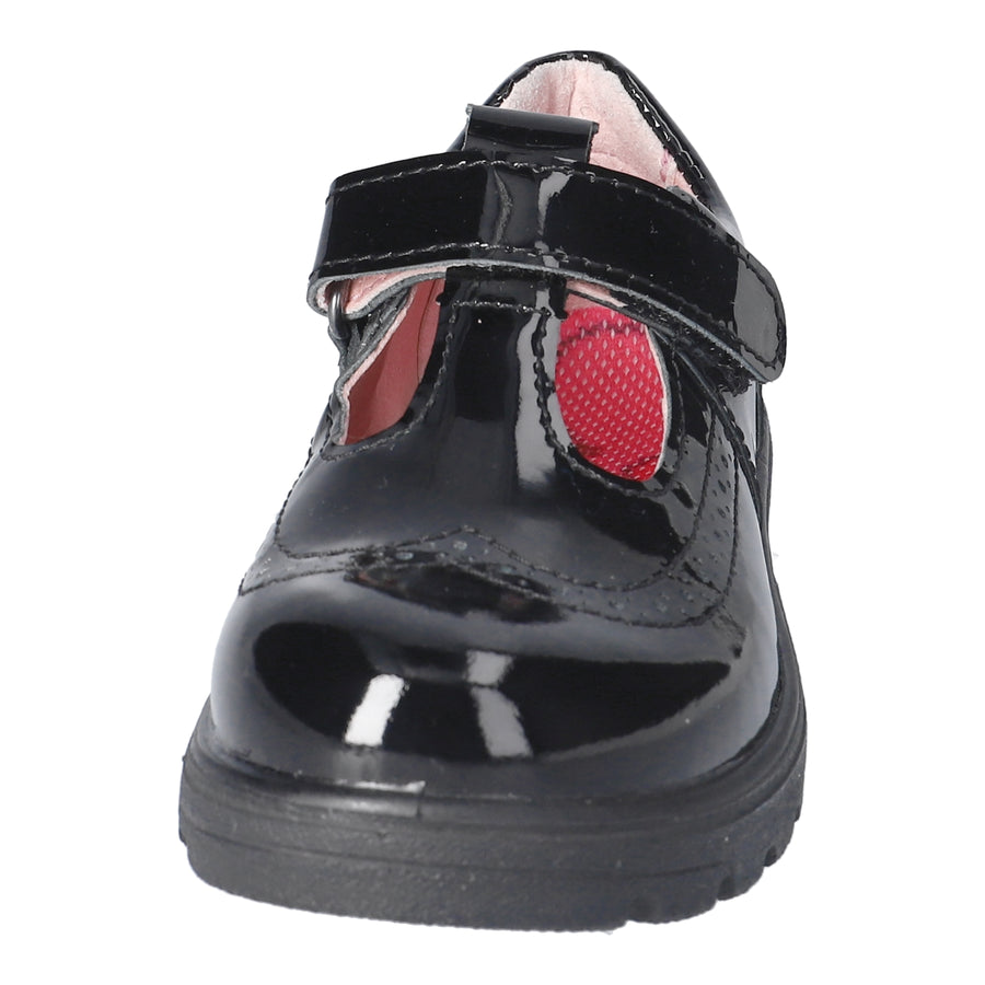 Ricosta School | Amanda | Velcro T-Bar shoe | Black Patent