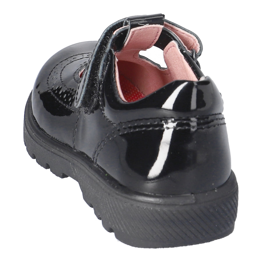 Ricosta School | Amanda | Velcro T-Bar shoe | Black Patent