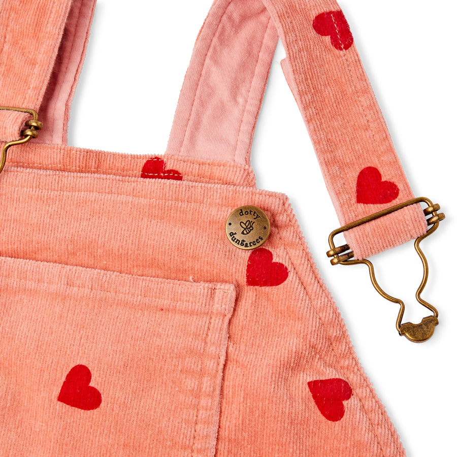 Dotty Dungarees | Heart Print Corduroy Dungarees