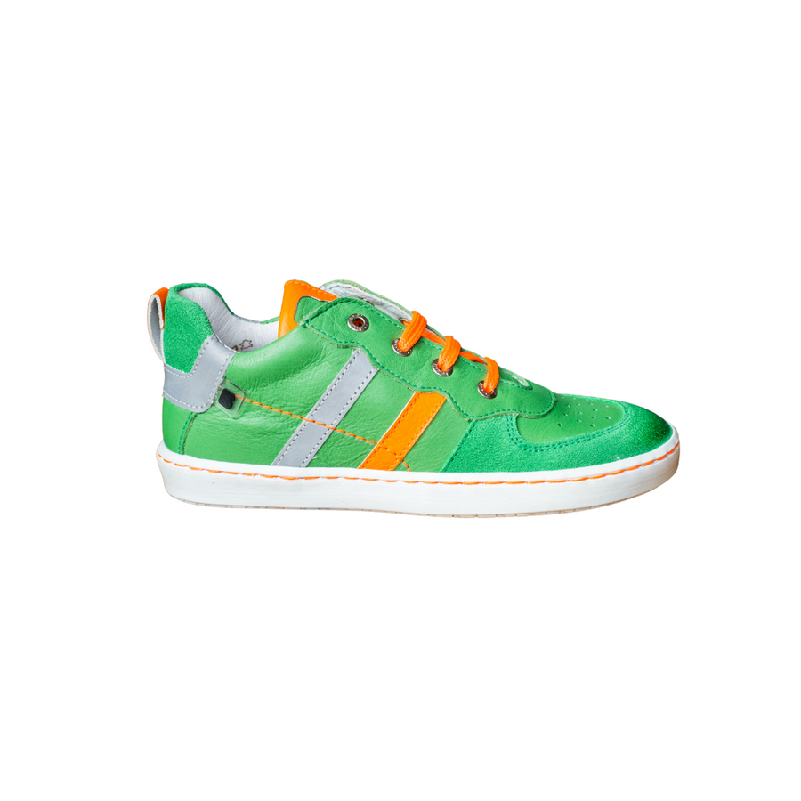 Bo-Bell Lace Up | Landor Trainers | Green & Fluro Orange