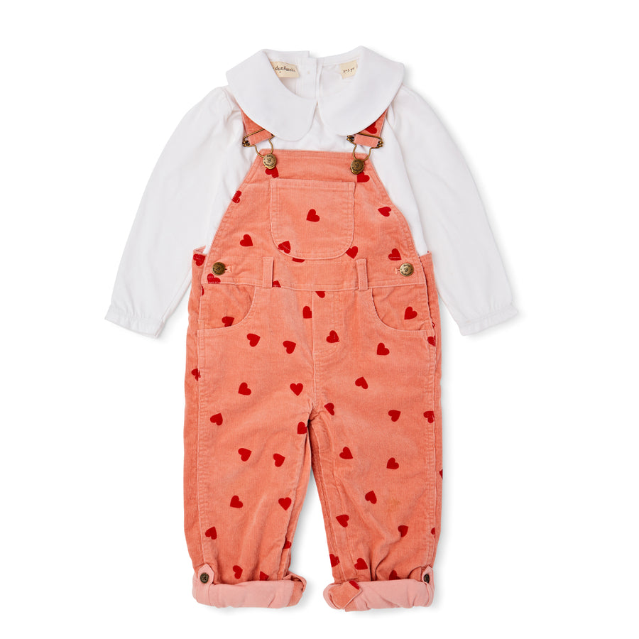 Dotty Dungarees | Heart Print Corduroy Dungarees