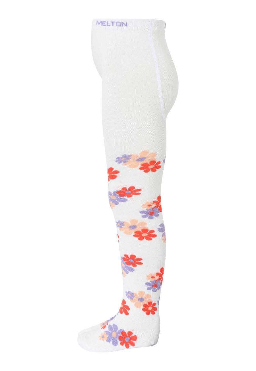 Melton Retro Flower Tights | Snow White