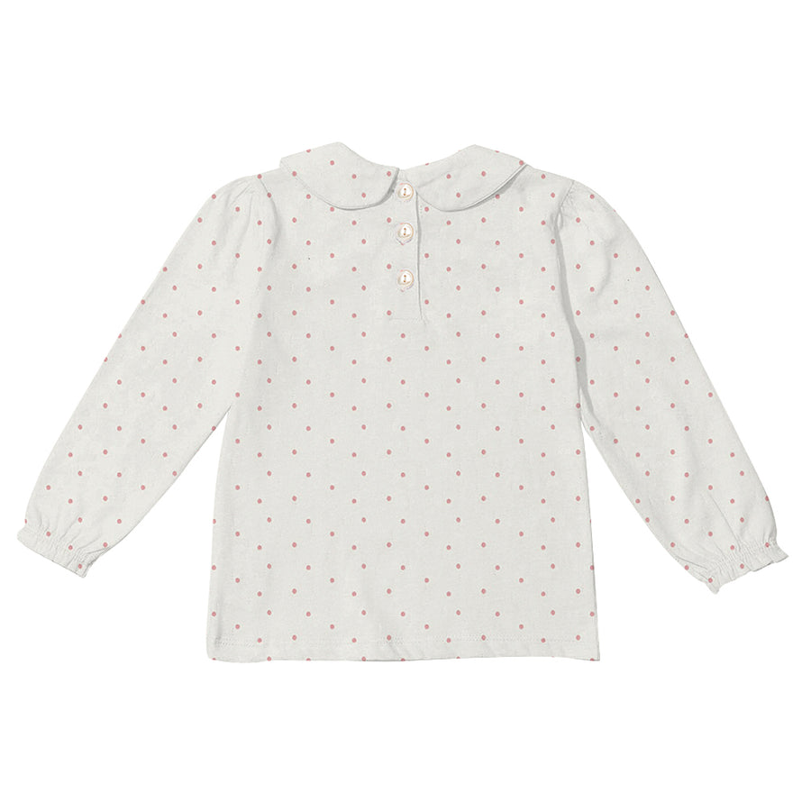 Dotty Dungarees | Peter Pan Collar top | Pink spot