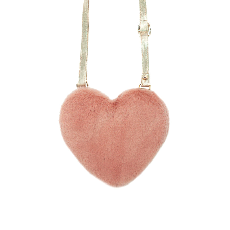 Rockahula | Fluffy Love Heart Bag | Pink & Gold 