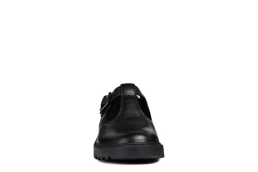 Geox School Shoes | Casey T-Bar | Black Leather