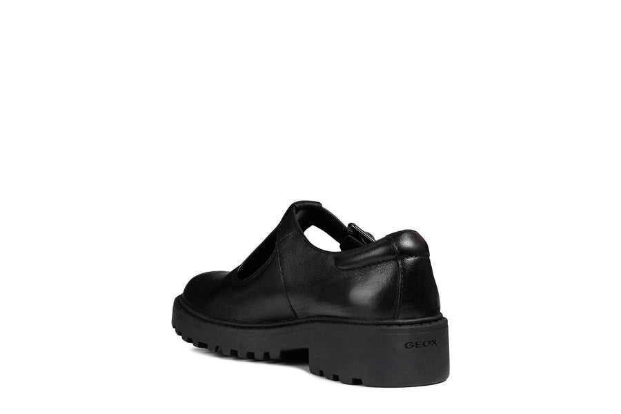 Geox School Shoes | Casey T-Bar | Black Leather