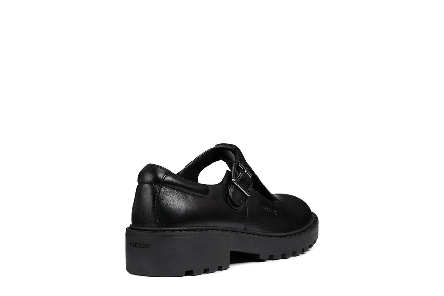 Geox School Shoes | Casey T-Bar | Black Leather