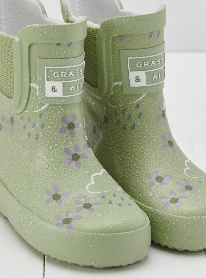 Grass & Air Floral Short Wellies | Colour Changing | Green