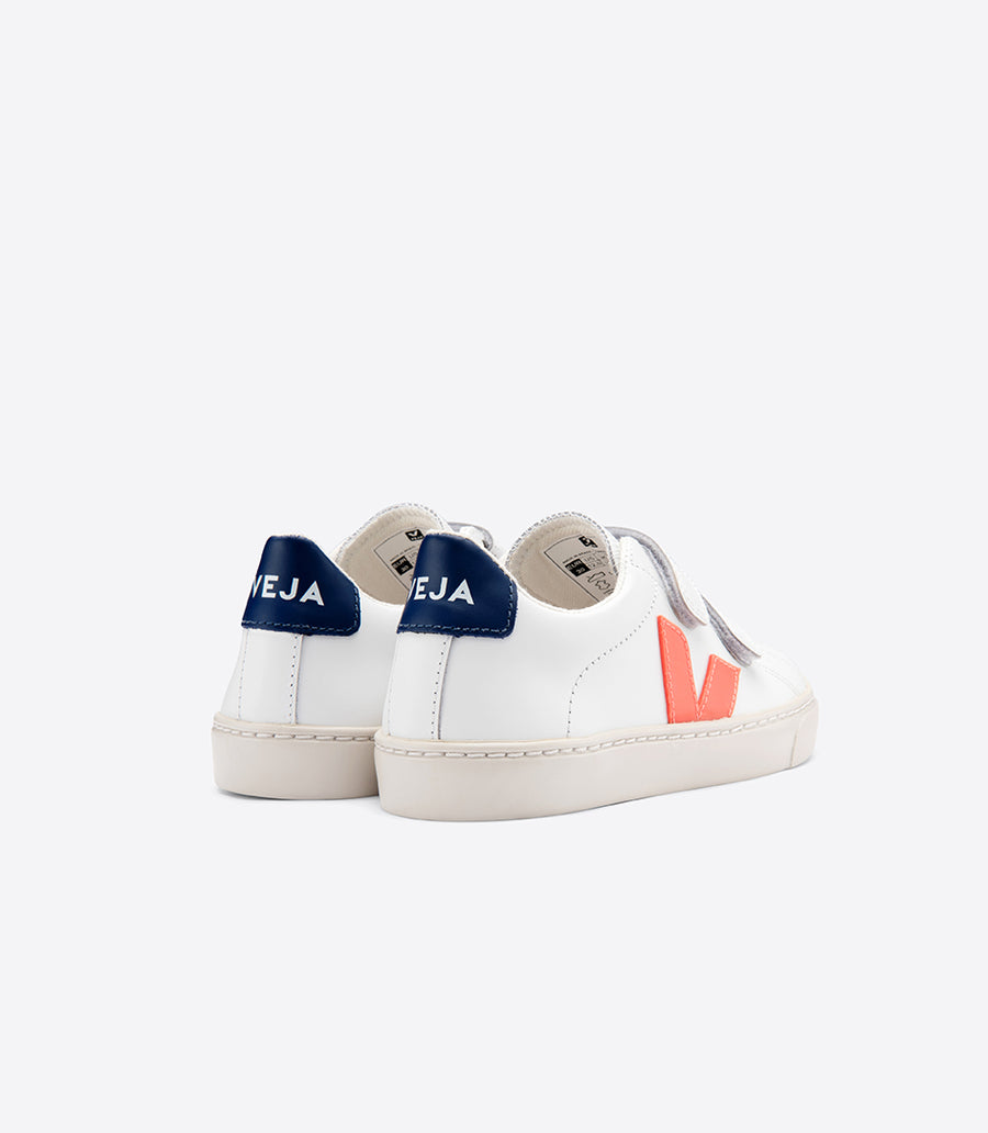 Veja Kids Trainers Esplar Velcro Leather | Orange Fluo Cobalt