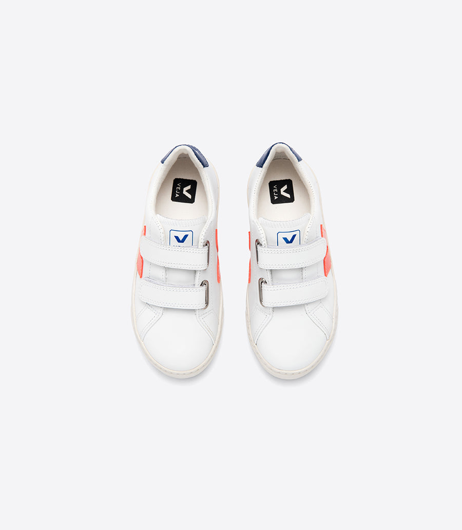 Veja Kids Trainers Esplar Velcro Leather | Orange Fluo Cobalt