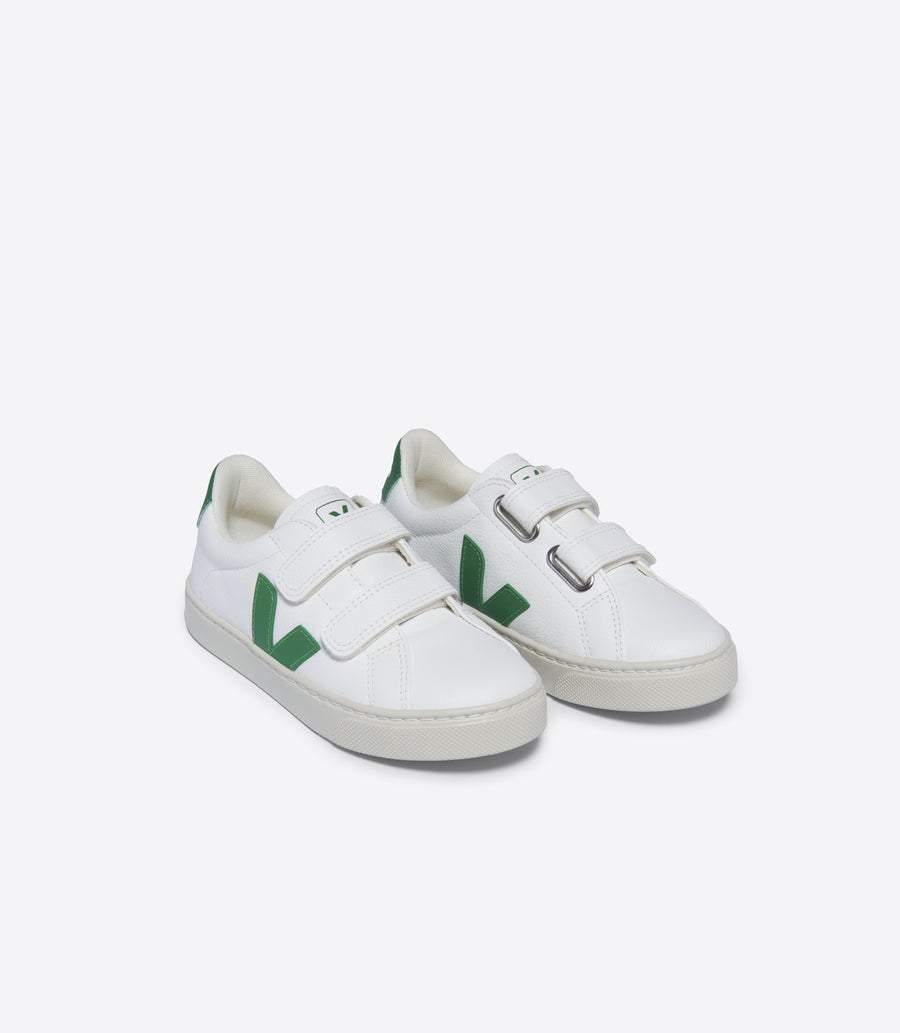 Veja Kids Trainers Esplar Velcro Leather | White Emeraude