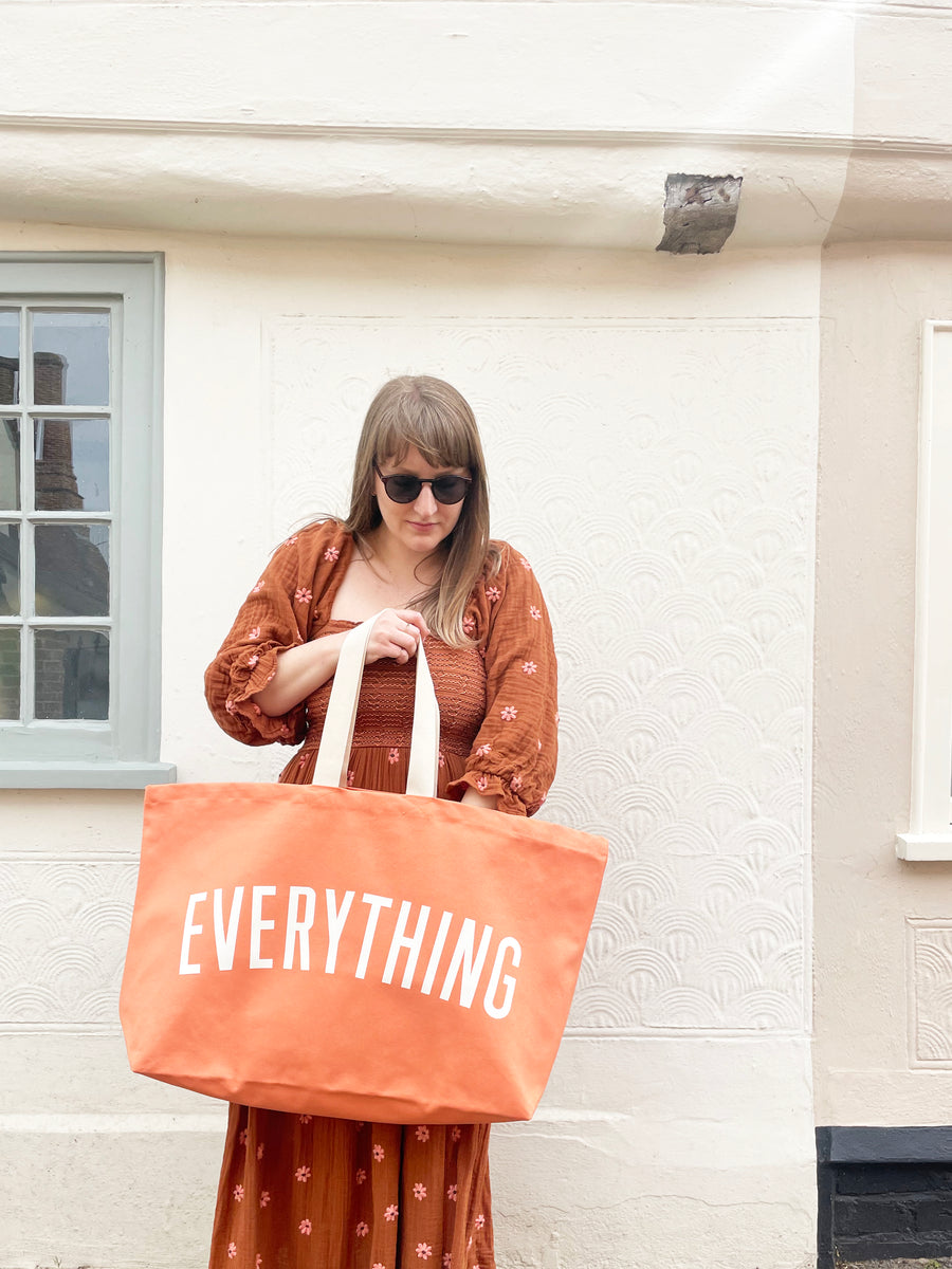 Alphabet Bags | Everything Oversized Canvas Tote Bags | Peach