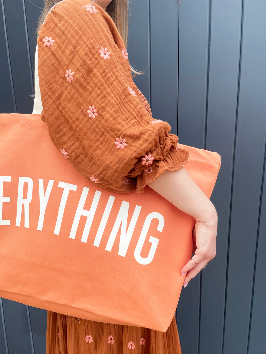 Alphabet Bags | Everything Oversized Canvas Tote Bags | Peach